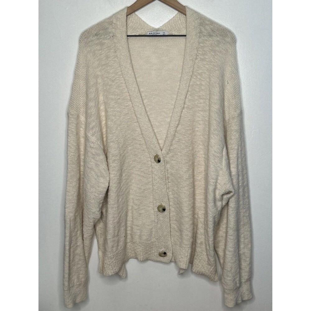 Arizona Jeans Co Cardigan Sweater XXL Beige Open Knit Teacher Minimalist Academy